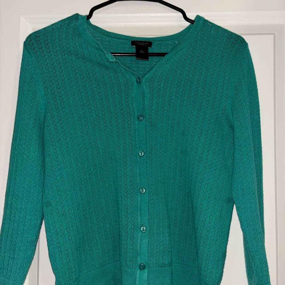 Ann Taylor Teal Cardigan Sweater